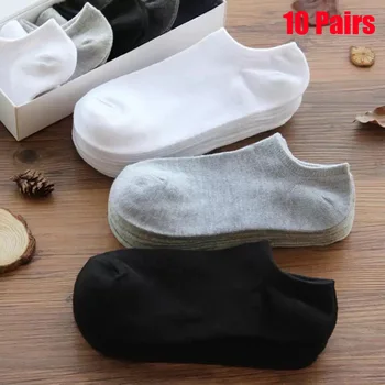 10 Pairs Kadın Çorap Nefes spor çorapları Düz Renk Tekne çorap Rahat Pamuk Ayak Bileği Çorap Beyaz Siyah Karışımı