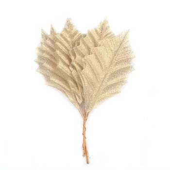 100 adet Altın Gümüş Yapay İpek Akçaağaç Yaprakları Ev Düğün Parti Dekorasyon DIY noel hediyesi Zanaat Scrapbooking Sahte Çiçek