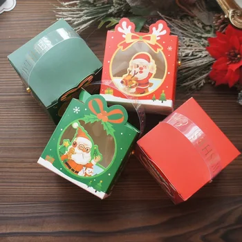 12 adet Noel Santa Merhaba Deyin kağit kutu Pencere Kolu ile Şeker Sabun Mum Çerez Küçük Hediye Paketleme Parti İyilik Dekor