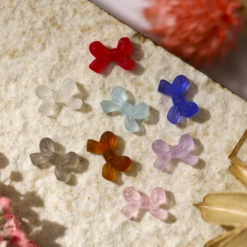 50 adet Yay tırnak geliştirme takı küçük mini renkli şeker jöle kız üç boyutlu kristal Jel Tırnak Matkap