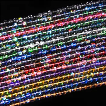 A + Pürüzsüz Avusturya Kristal Glitter Aytaşı Boncuk Renkli Yuvarlak Cam Boncuk Takı Yapımı İçin diy bilezik Kolye 6/8/10mm