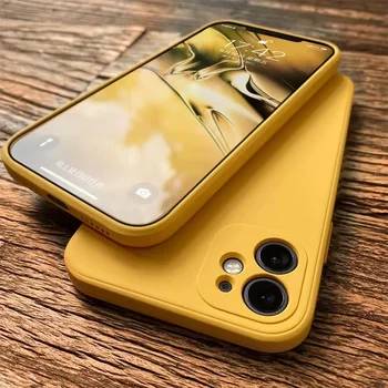 Sumgo Kare Resmi Sıvı Silikon Telefon Kılıfı için iPhone 14 13 11 12 Pro Max Mini X XR XS Max 7 8 Artı SE 2020 2022 Kapak