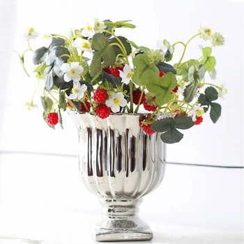 Yeni Fransız Frambuesa Yapay Sahte Çilek Meyve Bitki Çiçek 28 CM Şube Buket Düğün Ev Dekor