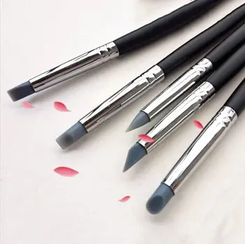 5 Adet Silikon Tırnak Sanat fırça uçlu kalem Oyma Kabartma İçi Boş Çömlek Heykel Fırça UV Jel Şekillendirme Kil Süsleyen Lehçe DIY alet takımı