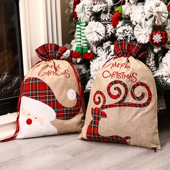 Lüks İpli noel hediyesi Çanta Büyük Elf ve Noel Baba Keten Gizemli Çanta Grinch Noel Süslemeleri Ev İçin 2022/2023