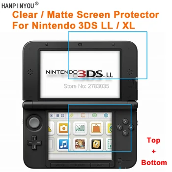 Nintendo 3DS LL / XL (Üst + Alt) temizle Parlak / Parlama Önleyici Mat LCD Ekran Koruyucu koruyucu film Guard (Cam)