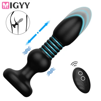 Teleskopik Titreşimli Butt Plug Anal Vibratör Kablosuz Uzaktan Seks Oyuncakları Kadınlar için Göt Anal Yapay Penis prostat masaj aleti Erkekler Buttplug